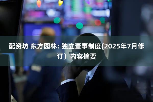 配资坊 东方园林: 独立董事制度(2025年7月修订）内容摘要